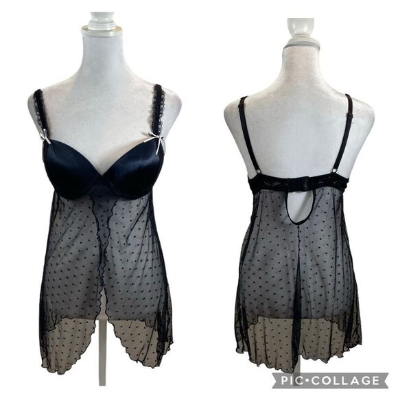 Ladies Flora’s Follies Brand‎ Black Sheer Bottom Teddy Lingerie Size Small - Picture 1 of 10